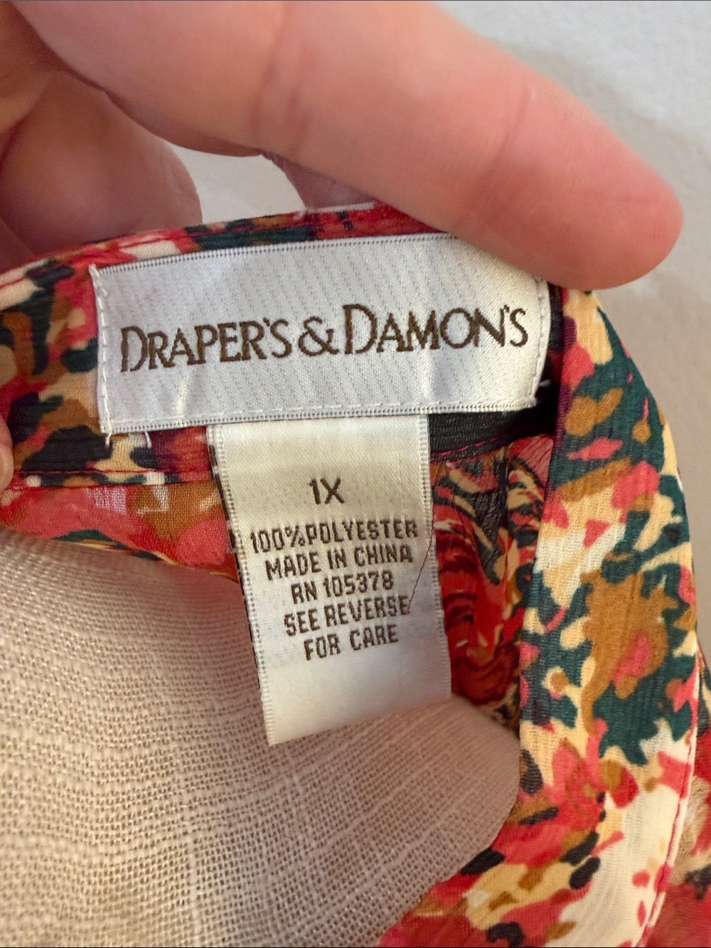 Women's Red Floral sheer Button-Front Blouse - Picture 2 of 4